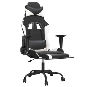 Gaming Stuhl mit Massage Schwarz/Weiß
