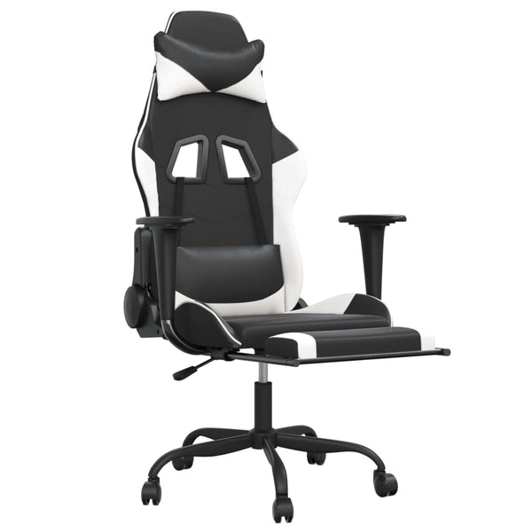 Gaming Stuhl mit Massage Schwarz/Weiß