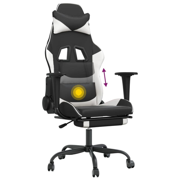 Gaming Stuhl mit Massage Schwarz/Weiß