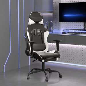 Gaming Stuhl mit Massage Schwarz/Weiß