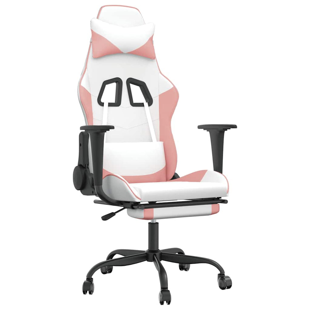 Gaming Stuhl mit Massage Weiß Rosa