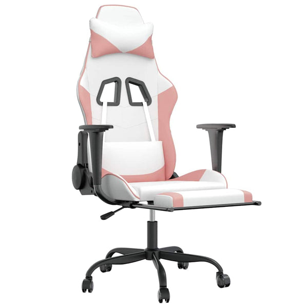 Gaming Stuhl mit Massage Weiß Rosa