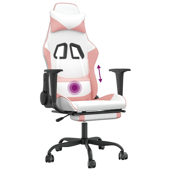 Gaming Stuhl mit Massage Weiß Rosa