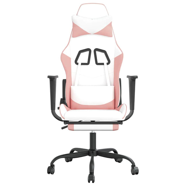 Gaming Stuhl mit Massage Weiß Rosa