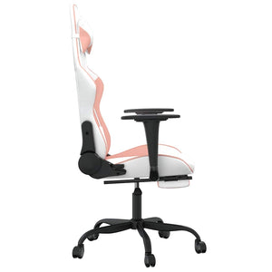 Gaming Stuhl mit Massage Weiß Rosa