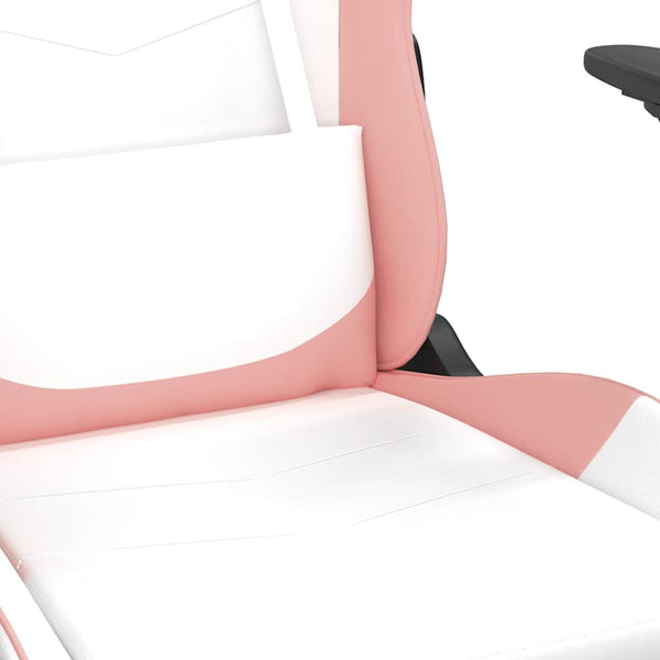 Gaming Stuhl mit Massage Weiß Rosa