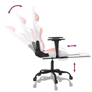 Gaming Stuhl mit Massage Weiß Rosa