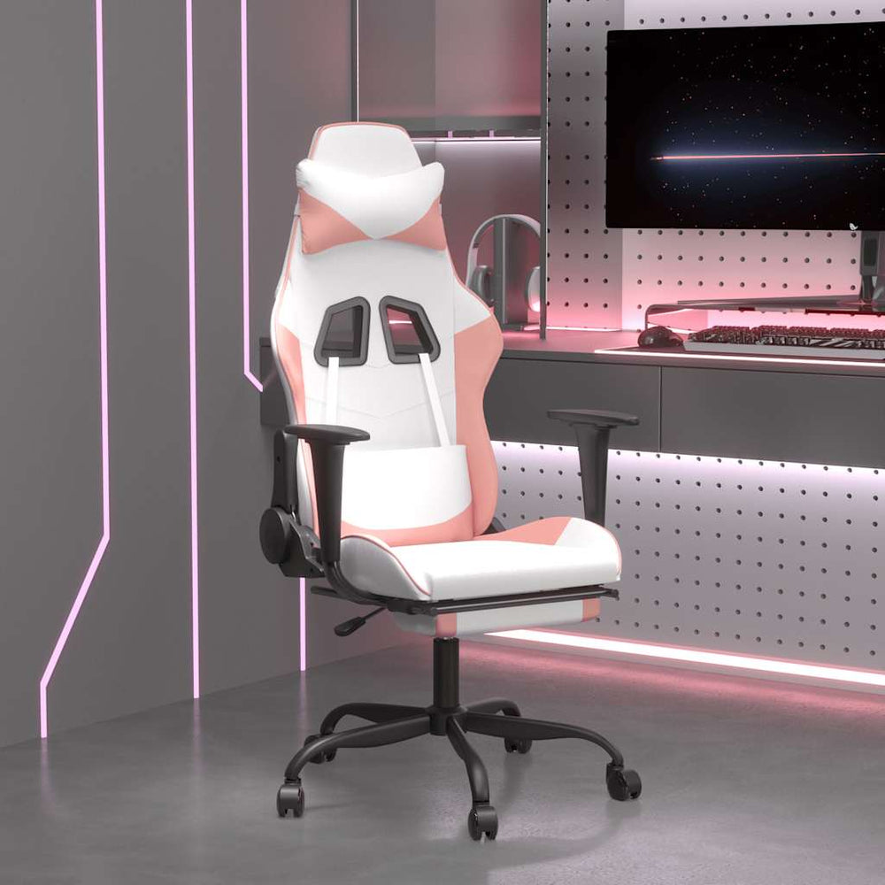 Gaming Stuhl mit Massage Weiß Rosa