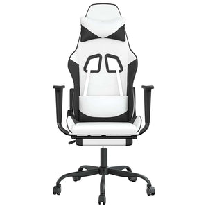Gaming Stuhl mit Massage & Fußstütze Weiß/Schwarz