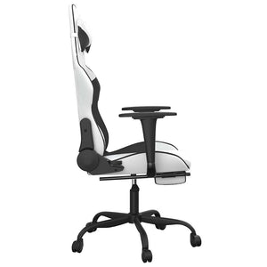 Gaming Stuhl mit Massage & Fußstütze Weiß/Schwarz