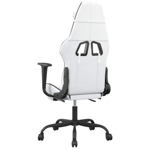 Gaming Stuhl mit Massage & Fußstütze Weiß/Schwarz
