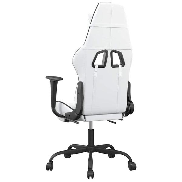 Gaming Stuhl mit Massage & Fußstütze Weiß/Schwarz