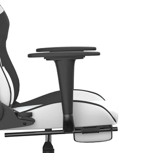 Gaming Stuhl mit Massage & Fußstütze Weiß/Schwarz