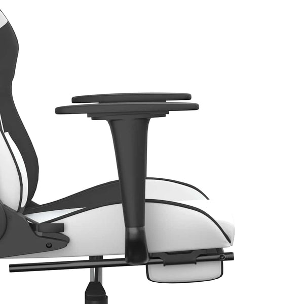 Gaming Stuhl mit Massage & Fußstütze Weiß/Schwarz