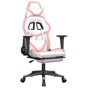 Gaming Stuhl Weiß & Rosa mit Massage