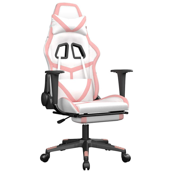Gaming Stuhl Weiß & Rosa mit Massage