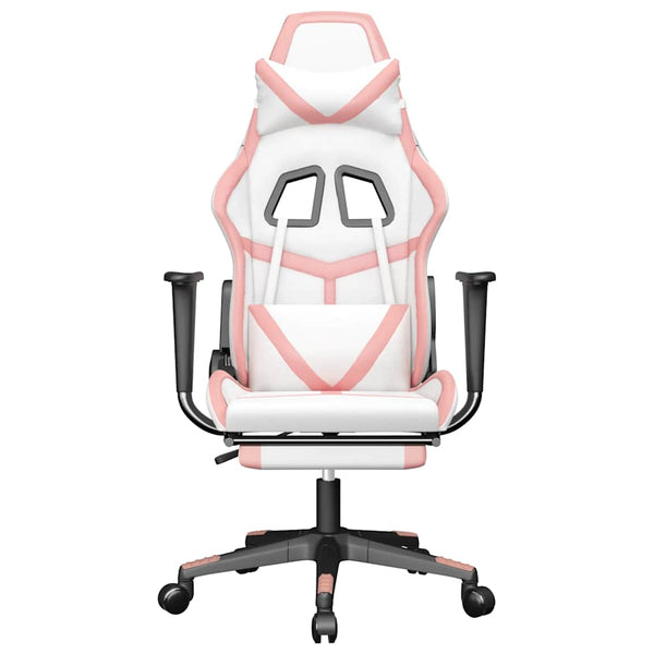 Gaming Stuhl Weiß & Rosa mit Massage