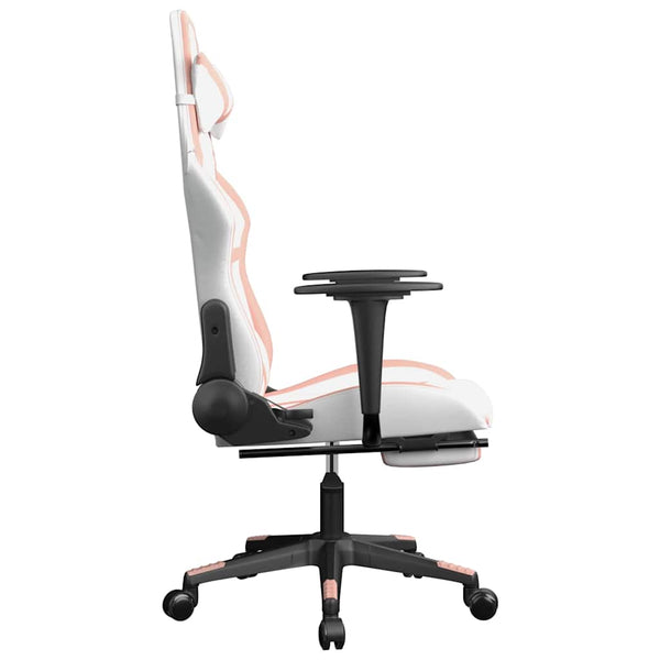 Gaming Stuhl Weiß & Rosa mit Massage