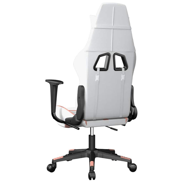 Gaming Stuhl Weiß & Rosa mit Massage