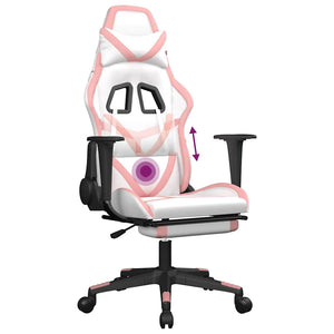 Gaming Stuhl Weiß & Rosa mit Massage