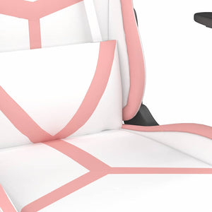 Gaming Stuhl Weiß & Rosa mit Massage