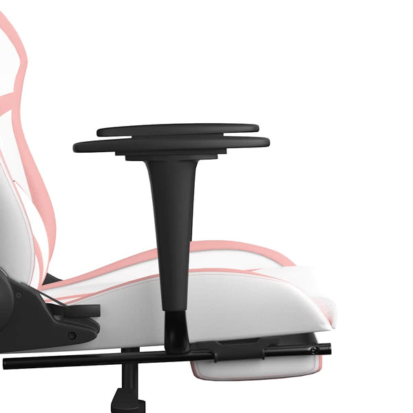 Gaming Stuhl Weiß & Rosa mit Massage