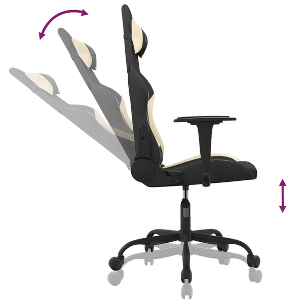 Gaming-Stuhl mit Massagefunktion Schwarz/Creme