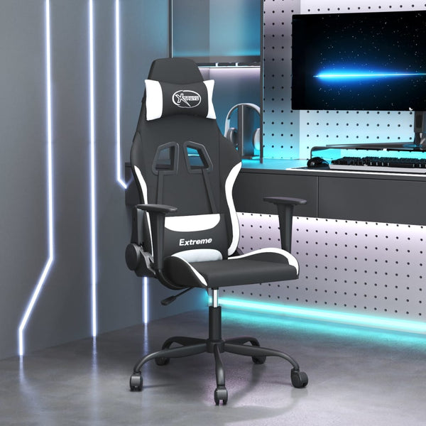 Gaming Stuhl mit Massage Schwarz/Weiß