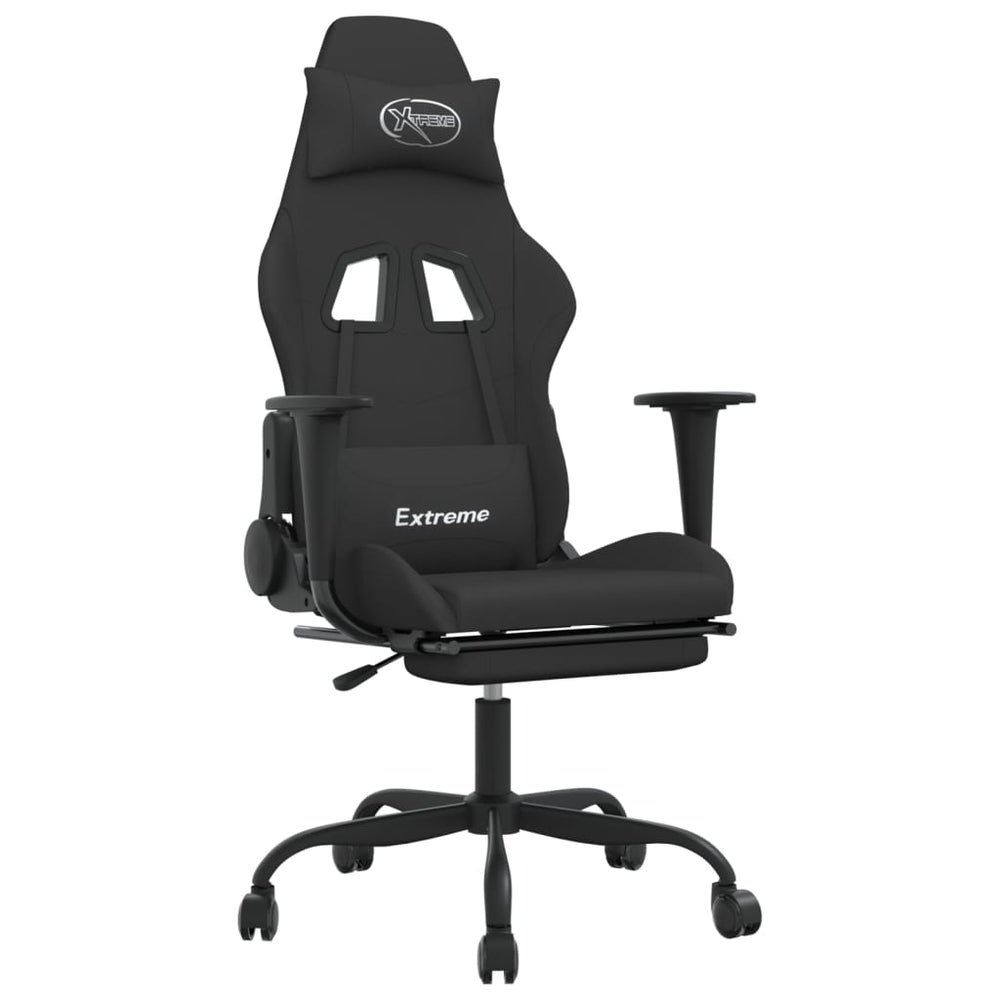 Gaming Stuhl mit Massage & Fußstütze Schwarz