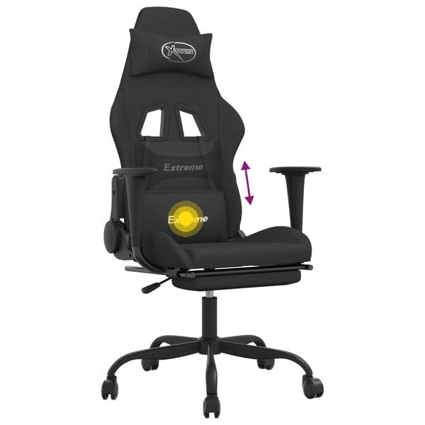 Gaming Stuhl mit Massage & Fußstütze Schwarz