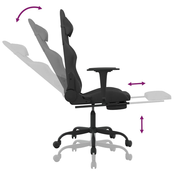 Gaming Stuhl mit Massage & Fußstütze Schwarz