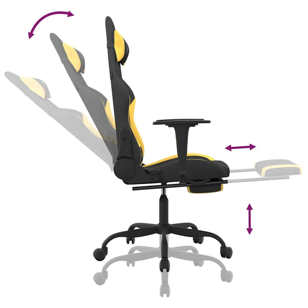 Gaming Stuhl mit Massage, Fußstütze Schwarz/Gelb