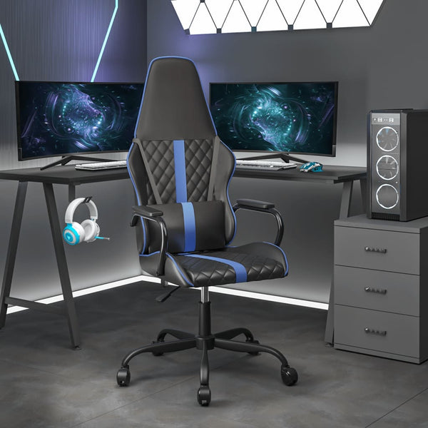Gaming Stuhl mit Massagefunktion Blau Schwarz