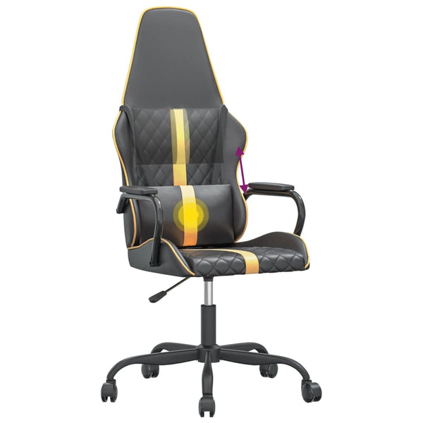 Gaming-Stuhl mit Massagefunktion Gold Schwarz