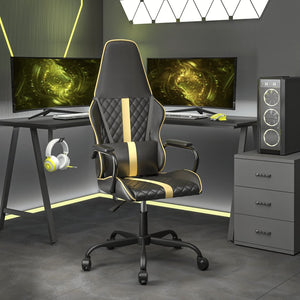 Gaming-Stuhl mit Massagefunktion Gold Schwarz