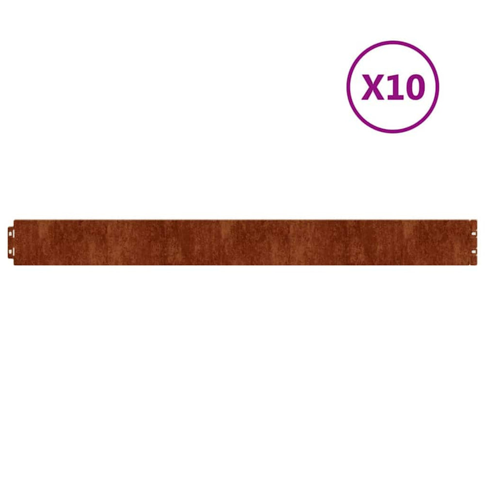 vidaXL Lawn Edging 10 pcs. 10x103 cm Flexible Corten Steel