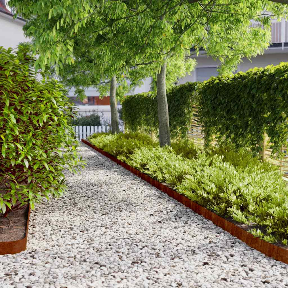 vidaXL Lawn Edging 10 pcs. 10x103 cm Flexible Corten Steel