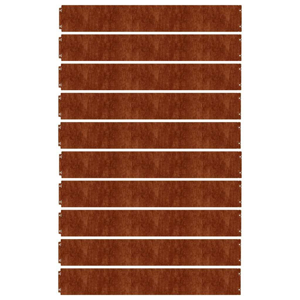 Cortenstahl Rasenkanten, 10er Set, 15x103 cm