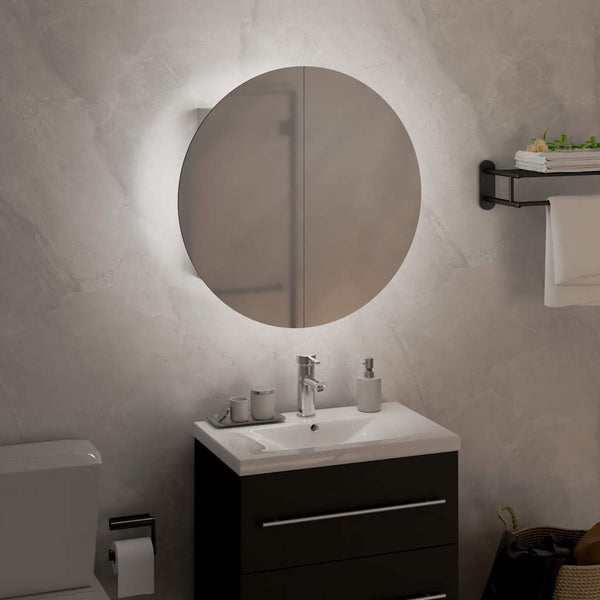 Badezimmerschrank mit Spiegel & LED, Weiß 40x40 cm