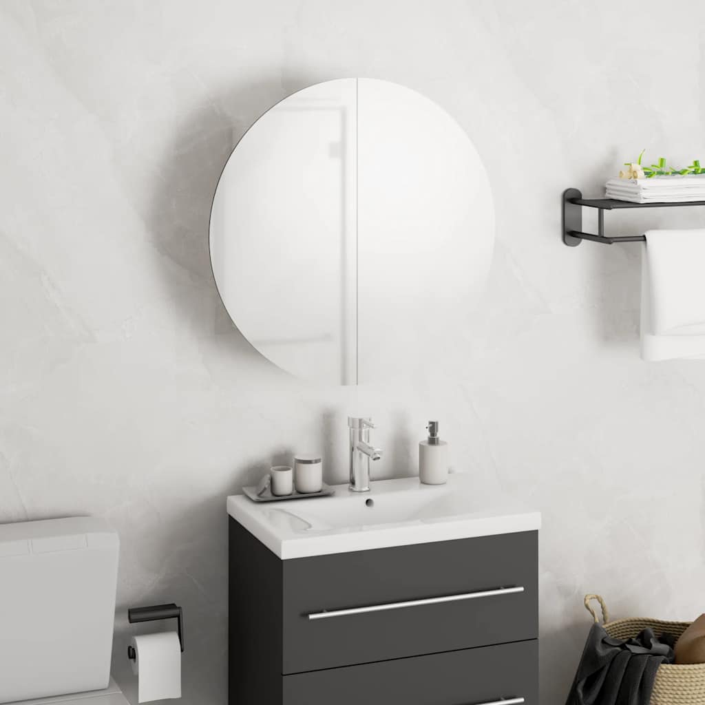 Badezimmerschrank mit Spiegel & LED, Weiß 40x40 cm