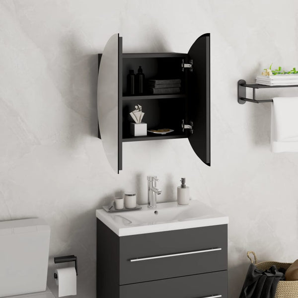 Badezimmerschrank mit Spiegel & LED Schwarz 40cm