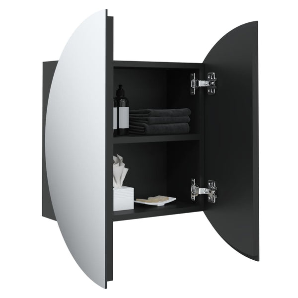 Badezimmerschrank mit Spiegel & LED Schwarz 40cm
