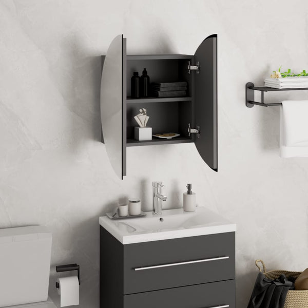 Badezimmerschrank mit Spiegel & LED Grau 40x40 cm