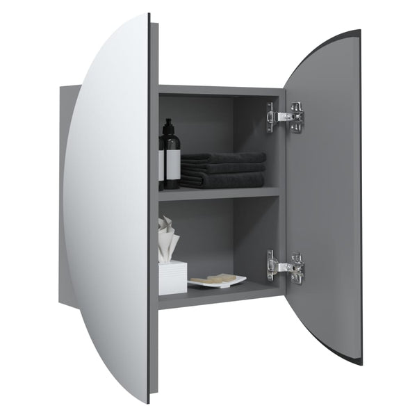 Badezimmerschrank mit Spiegel & LED Grau 40x40 cm