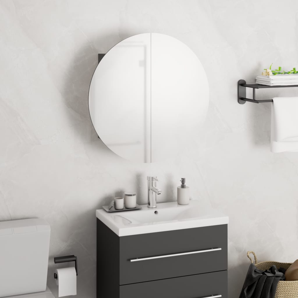 Badezimmerschrank mit Spiegel & LED Grau 40x40 cm