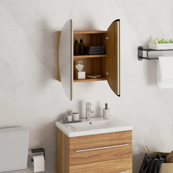Badezimmerschrank mit Spiegel & LED Eiche