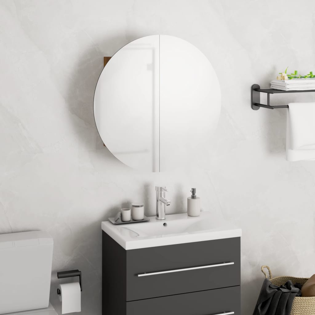 Badezimmerschrank mit Spiegel & LED Eiche