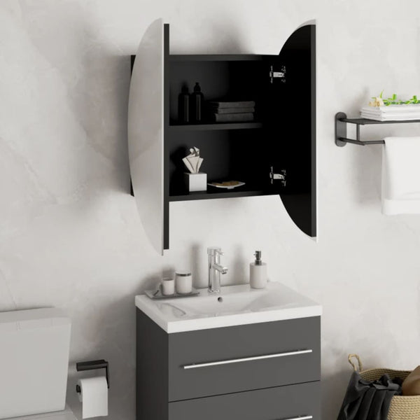 Badezimmerschrank mit Spiegel & LED Schwarz 47cm