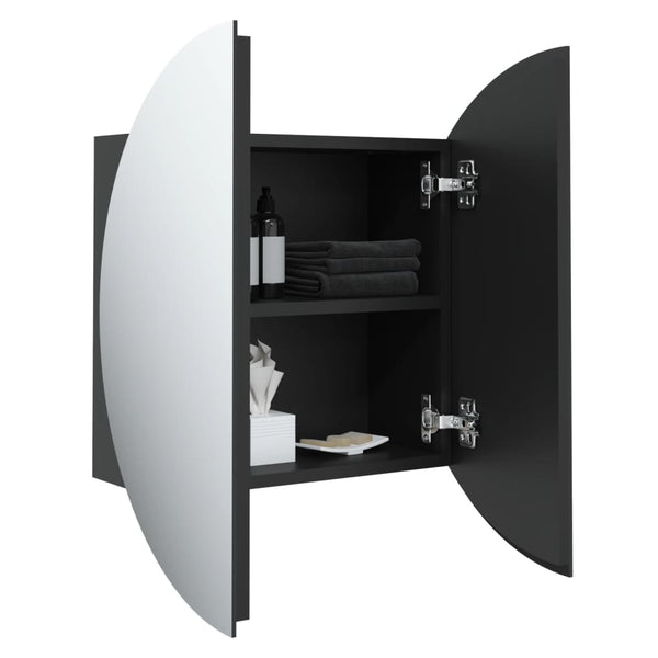 Badezimmerschrank mit Spiegel & LED Schwarz 47cm