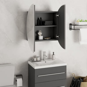 Badezimmerschrank Grau mit LED Spiegel 47cm